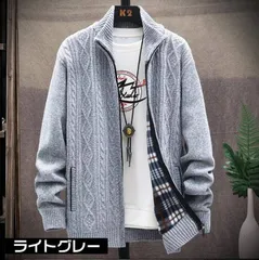 カーディガン 裹起毛 ニットカーディガン メンズ トップス 一部当日発送 長袖 立ち襟 ニット 切り替え 厚手 防寒 あったか ジップアップ アウター カジュアル 秋冬 3NPK370