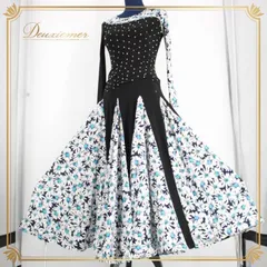 ★値下げ★社交ダンスセットアップM 〜L 新品 社交ダンス ツーピース ワルツ 黒 セットアップ パーティ 2839