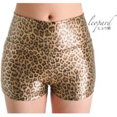 ショートパンツ ヒョウ柄 フェイクレザー パンツ S M L 短パン ハロウィン Halloween 復活祭 仮装 コスプレ dk2528