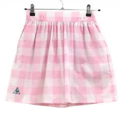 【超美品】ルコック スカート ピンク×白 チェック 薄手 レディース M ゴルフウェア le coq sportif