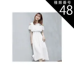 種類48：ブラック/M サマードレス オフショル ワンピース フレアスカート フレアワンピース ワンピドレス 膝下 ミモレ ミモレ丈 オフショルダー フレア シフォン ウエストゴム シースルー かわいい おしゃれ お洒落 大人可愛い 大人女子 キュート 無地 