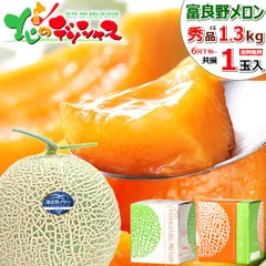【出荷中】 北海道産 富良野メロン 1玉 (共撰/秀品/1玉 1.3kg/常温便) 赤肉メロン ふらのメロン お中元 暑中見舞い 残暑見舞い お盆 お供え ギフト 贈り物 果物 フルーツ ご家庭用 北海道 お取り寄せのサムネイル