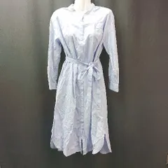 ◇ ◎ SHIPS Days ラウンドネック フロントボタン 袖口ボタン 長袖 ロング ワンピース サイズONE ライトブルー レディース E  【1307260010046】