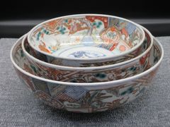 ☆陶器 陶磁器 古陶 古美術 時代物 伊万里 色絵 三つ鉢 盛鉢 鉢 大どんぶり