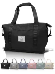 【迅速発送】hichago ボストンバッグ 【サイズが2段階広がる】 旅行バッグ 3WAY ２段拡張 撥水 大容量 軽量 キャリーオンバッグ メンズ レディース 修学旅行 アウトドア 機内持ち込み １泊 ２泊 (2段拡張 ブラック)