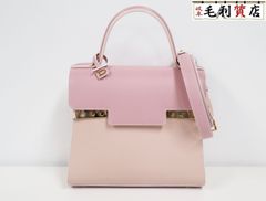 DELVAUX デルヴォー ハンドバッグ Tempete PM タンペート ピンク ボックスカーフ AA0505AAM0ARFDO 極美品 バッグ