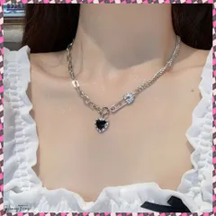 送料無料 チェーン ネックレス レディース ハートペンダント おしゃれ アシンメトリー 首飾り シルバー 大人 カジュアル アクセサリー 韓国風 ハートチャーム 可愛いアクセサリー シルバージュエリー ショートネックレス