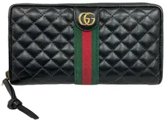 グッチ 長財布 オフディア キルティング 536450 ブラック 黒 GG ウェビング ジップアラウンドウォレット ジッピー GUCCI 財布 美品 レディース レザー