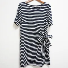 #snc ローズティアラ Rose Tiara ワンピース 46 大きいサイズ 紺 白 ボーダー チュニック リボン 半袖 レディース [812987]