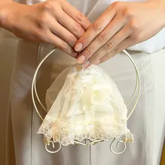 サーバーバスケットLサイズ付き ベール付き ローズ リングピロー 完成品