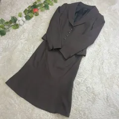 saviem　サビエム　スーツ　セットアップ　ブラウン　ひざ丈スカート　Lサイズ　レディース　フォーマル