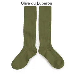 【新品・未使用】collegien(コレジアン) La Haute 【Olive de Luberon】Ribbed Knee-high Socks キッズ リブニーハイ 靴下【2950】13.5cm〜21cm