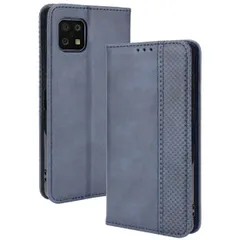 AQUOS sense6 ケース 手帳 SH-54B SHG05 センス6 チェック柄 合革 レトロ 手帳 ケース 【Color】 ネイビー