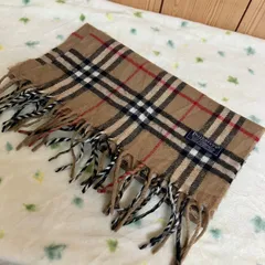 BURBERRY バーバリー　マフラー　ノヴァチェック　ノバチェック　ラムウール　イングランド製　ベージュ