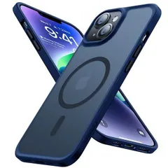 iPhone 13/14 用【米軍規格・Magsafe対応】TORRAS iPhone14・iPhone13 用  マグネット搭載 ワイヤレス充電 半透明 耐衝撃 マット 全面保護 黄ばみなし 青