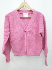 ◇ OPAQUE.CLIP オペーク ドット クリップ 無地 シンプル 長袖 ニット カーディガン サイズS ピンク レディース P  【1403180005350】