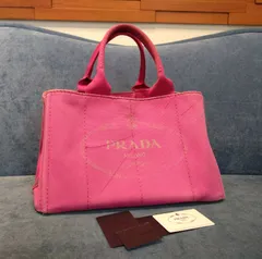 ★NA04444 PRADA プラダ カナパ ハンド トートバッグ コットン キャンバス ピンク BN1877