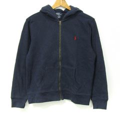 ポロバイラルフローレン パーカー ジップアップ スウェット キッズ 男の子用 L(14-16)サイズ ネイビー Polo by Ralph Lauren 【中古】