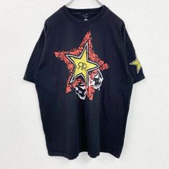 古着 used　THIS IS INSIDE　半袖両面プリントTシャツ　ROCKSTAR　星　エナジードリンク　黒　XLサイズ