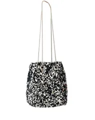 ブラック/シルバー [clarissa] スパンコール 巾着 ハンドバッグ パーティー バック 結婚式 レディース 披露宴 小さめ キラキラ 旅行 パーティー用 オケージョンバッグ ブラック シルバー