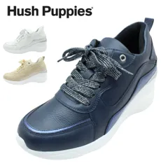 Hush Puppies ハッシュパピー レディース スニーカー L6012FT ネイビー カジュアル ウェッジソール 6cmヒール 幅広 3E 軽量 おしゃれ 紐靴のサムネイル