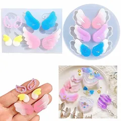 【2個セット】 羽 シリコンモールド 天使 はね 7種類 レジン トレカ デコ パーツ デコレジン ヘアアクセ ヘアピン ヘアゴム キーホルダー バックチャーム アクセサリー uvレジン シリコン シャカシャカ 樹脂 型 手作り オルゴナイト キット Ev 0