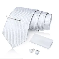 [FACIACC] 結婚式 冠婚葬祭 ネクタイ メンズ シルク チーフ タイクリップ カフスボタン4点セット ドット フォーマル 父の日 黒/シルバー