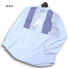 【新品 未使用】 a.v.v アーヴェヴェ 通年★ 長袖 ストライプ パッチワーク オーバーサイズ シャツ Sz.L メンズのサムネイル