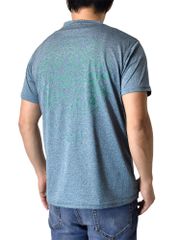 接触冷感 半袖Tシャツ《72ブルー杢》 吸汗速乾 メンズ カチオンドライ 接触冷感 UVカット UPF50+ バックプリント 涼しい【Z6G】【メール便1】