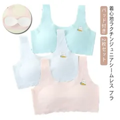 中学生 【2枚セット】スポーツブラ シームレス キッズ 送料無料 スポブラ スポーツブラジャー 女の子 小学生 ナイトブラ 下着 女子 ファーストブラ ジュニアブラ ハーフトップ ブラジャー ノンワイ#yskma603645のサムネイル