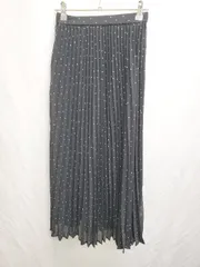 ◇ ⊂ COLZA コルザ ドット 水玉 ウエストゴム ロング プリーツ スカート サイズS ブラック レディース P  【1409090012389】