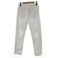 アズールバイマウジー AZUL by moussy ジーンズ デニム スリム ダメージ加工 ホワイト 白 XS