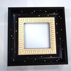 現品限り ミニ額 『10ｘ10ｘ厚1.0cmまでのモノが入る』 黒・水玉  縁幅5.0cm 樹脂 ミニ額縁 ミニフレーム 正方形 高級額 DIY ハンドメイド 作品を飾る 棹の端材を使った 小さな額 【1874-A-1329】