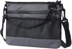 CARRY ALL BEFORE ONE 多機能 サコッシュ ショルダーバッグ サブバッグ ダブルジッパー 止水ファスナー キーチェーン カラビナ付き 薄型 軽量 撥水 防傷加工 登山 アウトドア(ダークグレー,  M)