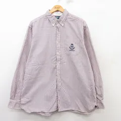 XL/古着 ラルフローレン 長袖 ブランド シャツ メンズ 90s ワンポイントロゴ 大きいサイズ コットン ボタンダウン 白他 ホワイト ストライ