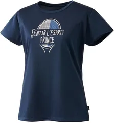 【新品】prince（プリンス）レディース ウィメンズ Tシャツ テニスウェア 半袖 トップス 吸水速乾 UPF50(ソフトメッシュドライ素材)　ネイビー WF4095-127