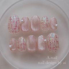 キラキラツイードのマグネットネイル⋆*