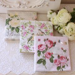 ペーパーナプキン 紙ナプキン ドイツ製 33ｃｍ角 ナプキン アフタヌーンティー 花柄 薔薇 ローズ ヨーロピアン シャビーシック フレンチシャビー ブロカント フレンチカントリー 可愛い アンティーク 北欧 おしゃれ