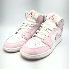 【中古】NIKE AIR JORDAN 1 MID PINK FOAM/WHITE-FIRE RED 23.5cm DQ8423-608 ナイキ エア ジョーダン 1 ミッド ピンクフォーム/ホワイト-ファイアレッド[17]