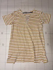 ﾘ2506-①-4464 BEAMS HEART/ビームスハート　綿100% 半袖　ロングシャツ　ボーダー　Free