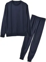 Y's factory メンズ 裏起毛 スウェット セットアップ 上下セット ルームウェア(ネイビー,  5L)