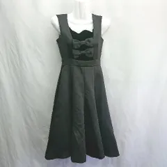 ◇ ⊇ And Couture アンドクチュール リボン装飾 ノースリーブ ひざ丈 ワンピース サイズ34 ブラック レディース E  【1410290075159】のサムネイル