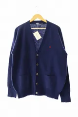 ラルフローレン RALPH LAUREN POLO LAMBSWOOL CARDIGAN ポロ ラムウール Vネック カーディガン L 紺 ネイビー ブランド古着ベクトル 中古 ●■ 250423