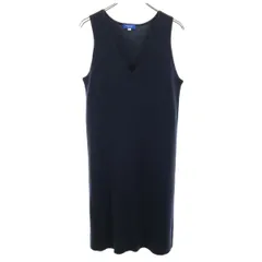 BLUE LABEL CRESTBRIDGE ブルーレーベルクレストブリッジ ウールブレンド ノースリーブ Vネック ニット ワンピース 38 ネイビー 三陽商会 レディース 古着