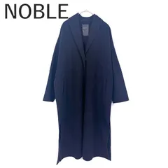 ノーブル NOBLE ロングコート 襟あり シンプル オーバーサイズ Vネック ネイビー 紺のサムネイル