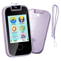 PTHTECHUSR 子供 スマートフォン 赤ちゃんの携帯電話 おもちゃ 子供用スマートフォン、子供向けKids Phone 知育おもちゃ 2.8インチ 幼児用モバイルスマートフォン、MP3 音楽再生 ゲーム 録画録音 トーチ カメラ 男の子と女のサムネイル