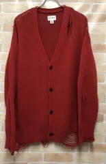 KAMIYA レッド ダメージニットカーディガン KAMIYA（カミヤ）の「Distressed Knit Cardigan（カーディガン