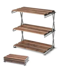 Keenature 卓上収納ラック 折り畳み式 3段 天然木製ラック 多機能 キ