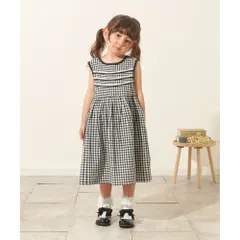 ☆ ブラック ☆ 110cm ☆ プチプレイド Rora ワンピース ローラ プチプレイド ノースリーブ キッズ 夏 袖なし 子供 こども 子ども 女の子 女子 ギンガムチェック 黒 ブラック おしゃれ かわいい オシャレ 可愛い カジュアル オールインワン