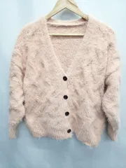 ◇ ⊇ AND SEARCH アンドサーチ ケーブルニット 長袖 フェザーニット カーディガン サイズM オレンジ系 レディース E  【1506250011616】